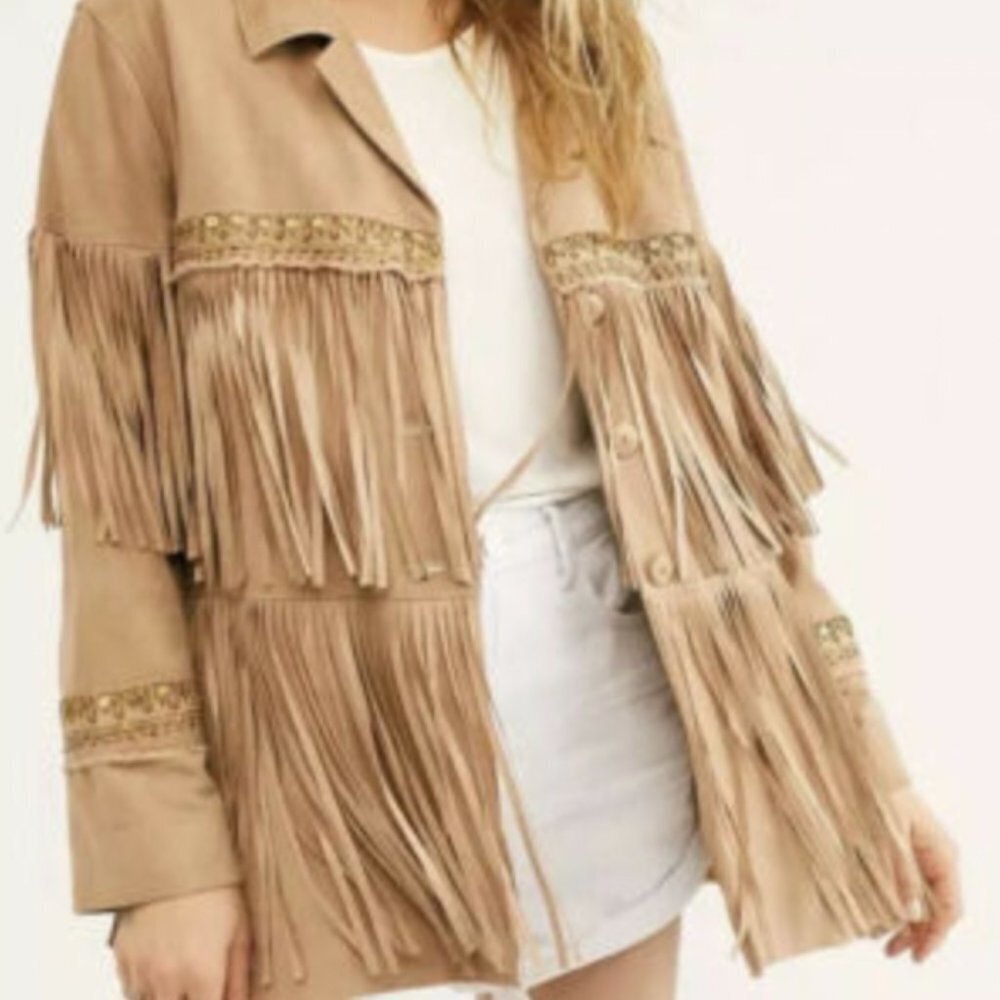 Free People x Brenda Knight Collab- Fringe Embroidered Jacket (NWOT) - Picture 2 of 7